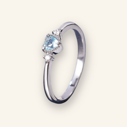 925 Silver Crystal Blue Heart Ring