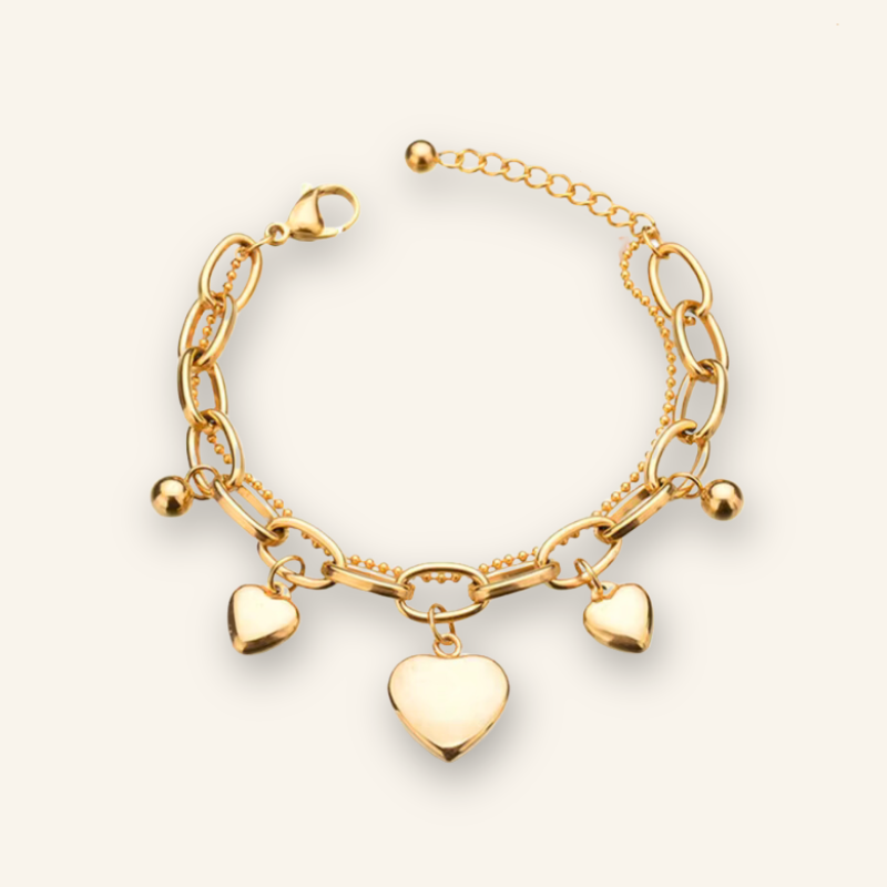 Stainless Steel Layers Heart Bracelet