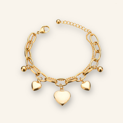 Stainless Steel Layers Heart Bracelet