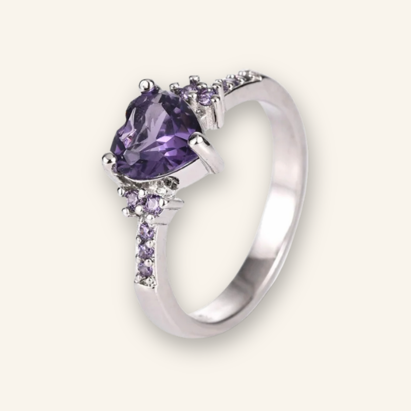 925 Silver Royal Violet Heart Ring