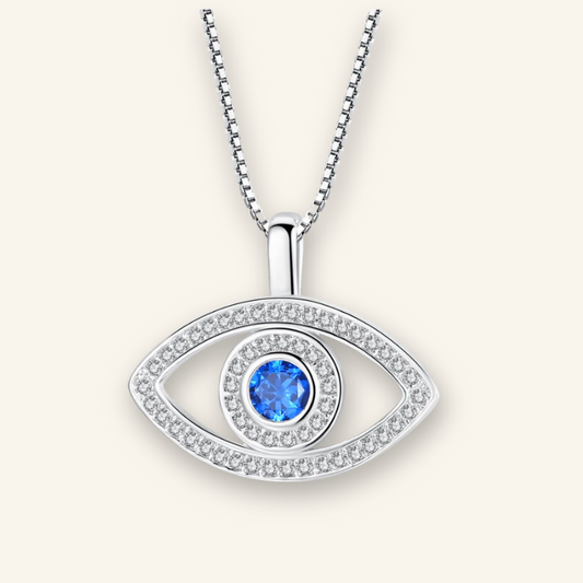 Blue Rhinestone Evil Eye Necklace