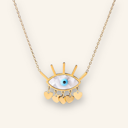 Golden Glow Evil Eye Pendant Necklace