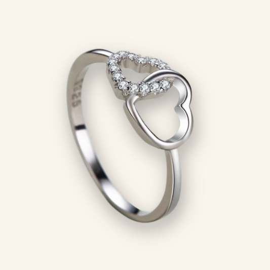 925 Sterling Silver Double Heart Ring