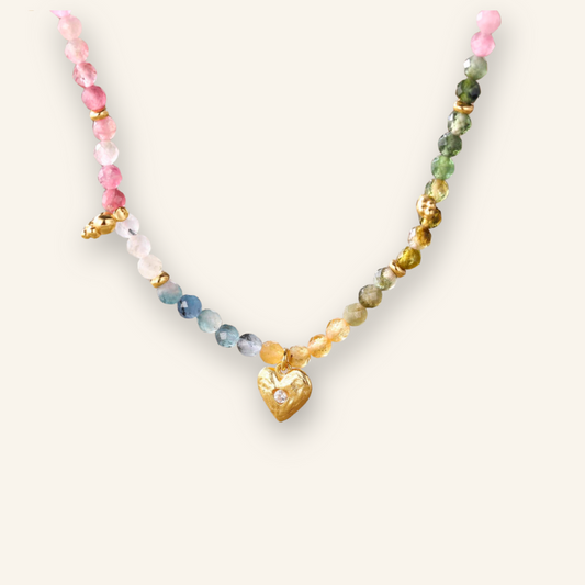 Crystal Beaded Heart Necklace