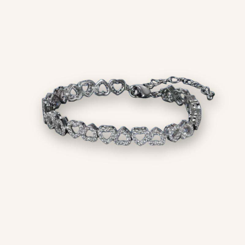 Zircon Spark Hollow Heart Bracelet