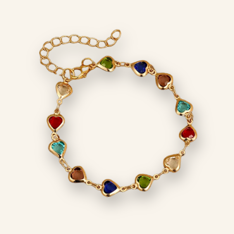 Colorful Crystal Heart Bracelet