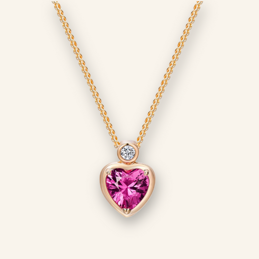 Radiant Red Corundum Heart Necklace