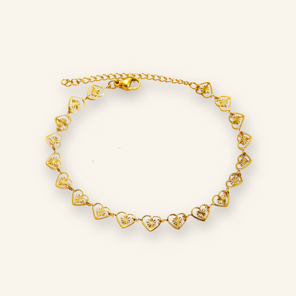 Stainless Steel Golden Skeleton Heart Bracelet