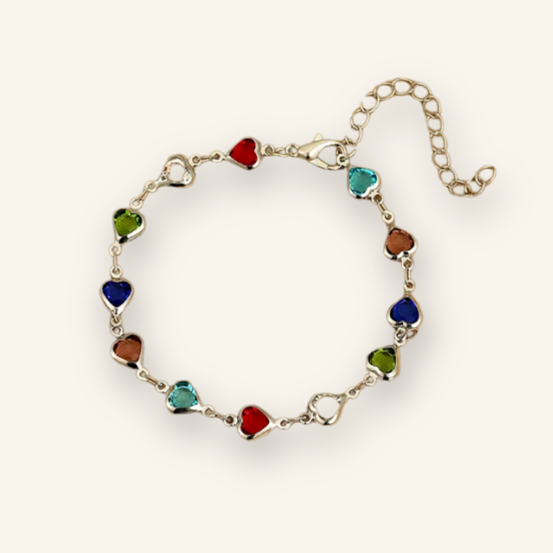 Colorful Crystal Heart Bracelet