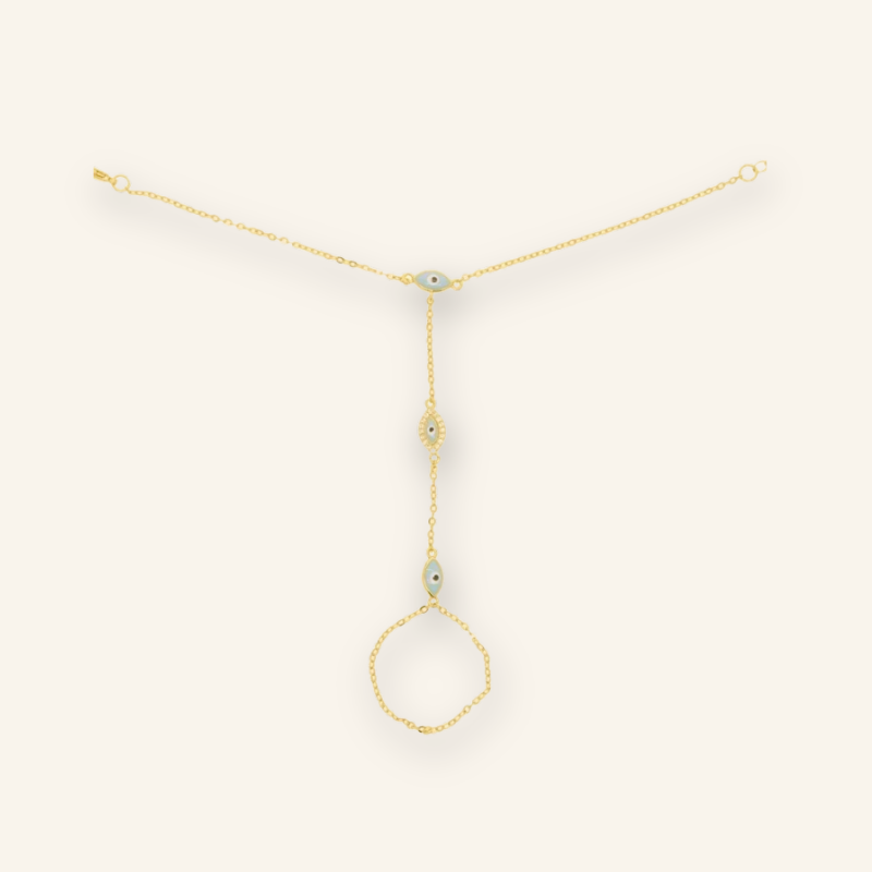 Enamel Evil Eye Hand Chain Bracelet