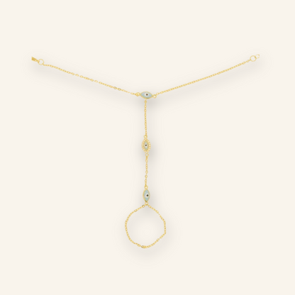 Enamel Evil Eye Hand Chain Bracelet