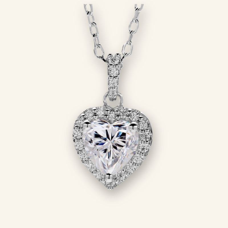 Moissanite Sterling Silver Heart Necklace