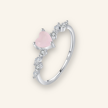 Sterling Silver Pink Crystal Heart Rings