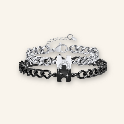 Interlocking Hearts Puzzle Couple Bracelets