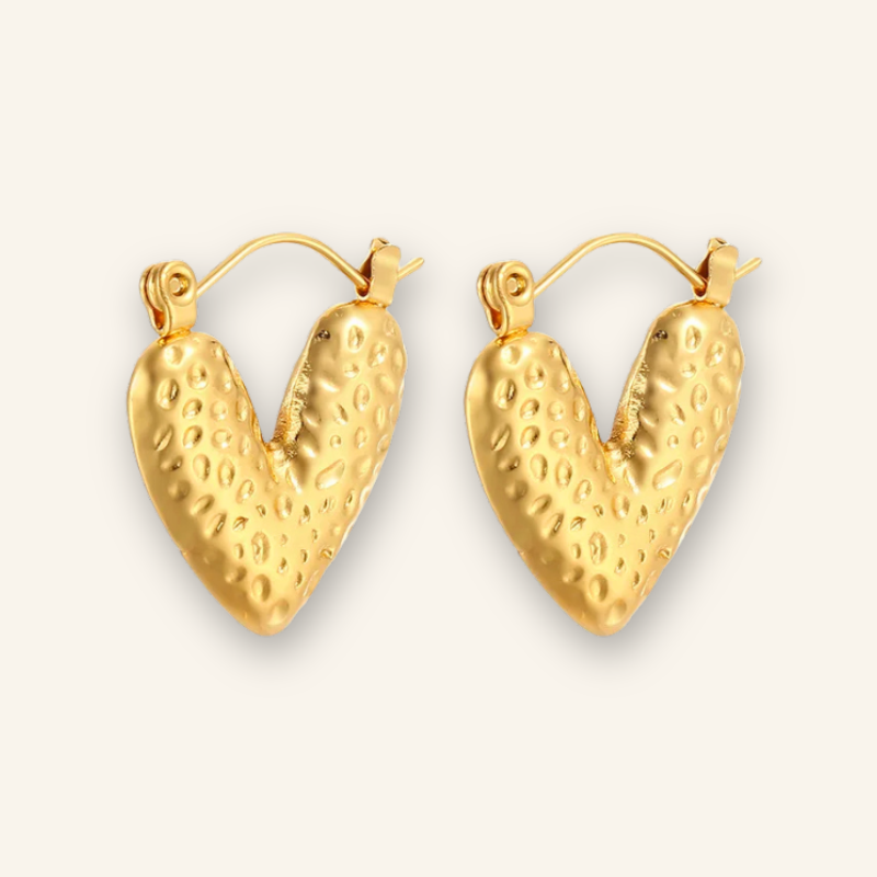 Golden Statement Heart Earrings