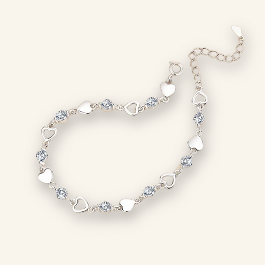 Retro 925 Sterling Silver Heart Bracelet