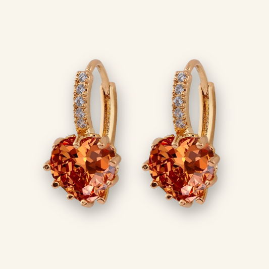 Golden Amber Heart Earrings