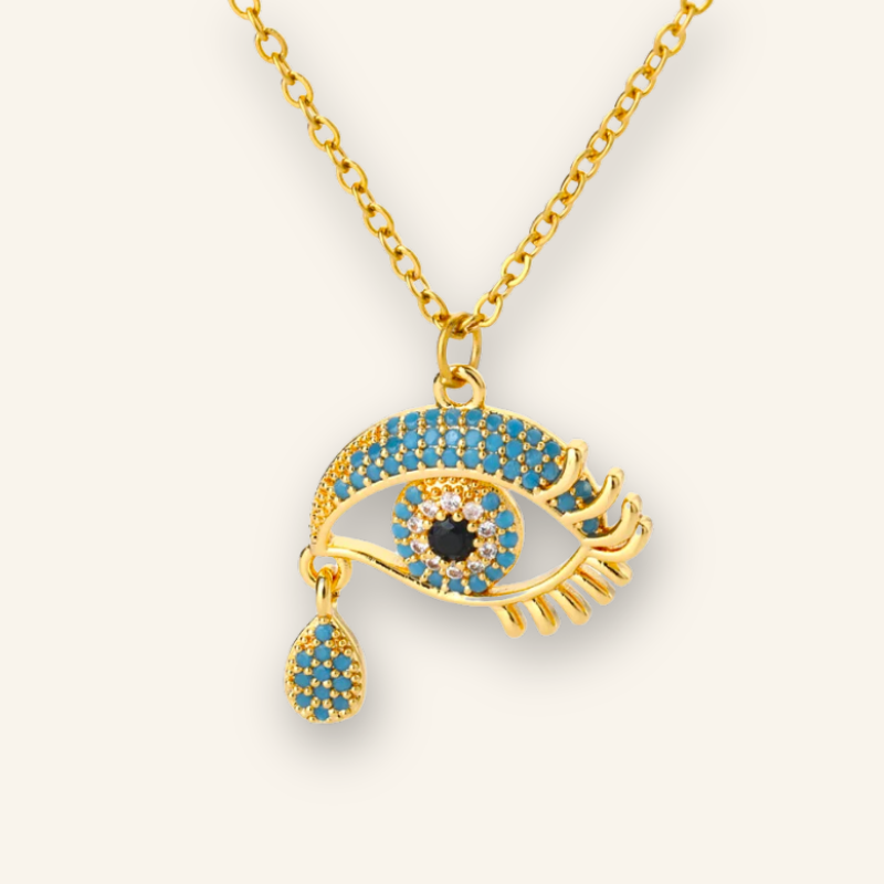 Golden Halo Zircon Evil Eye Necklace