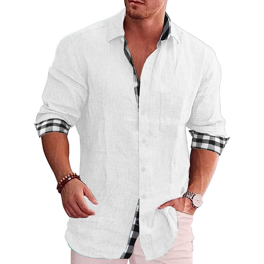 Men's Long Sleeve Shirt with Classic Collar