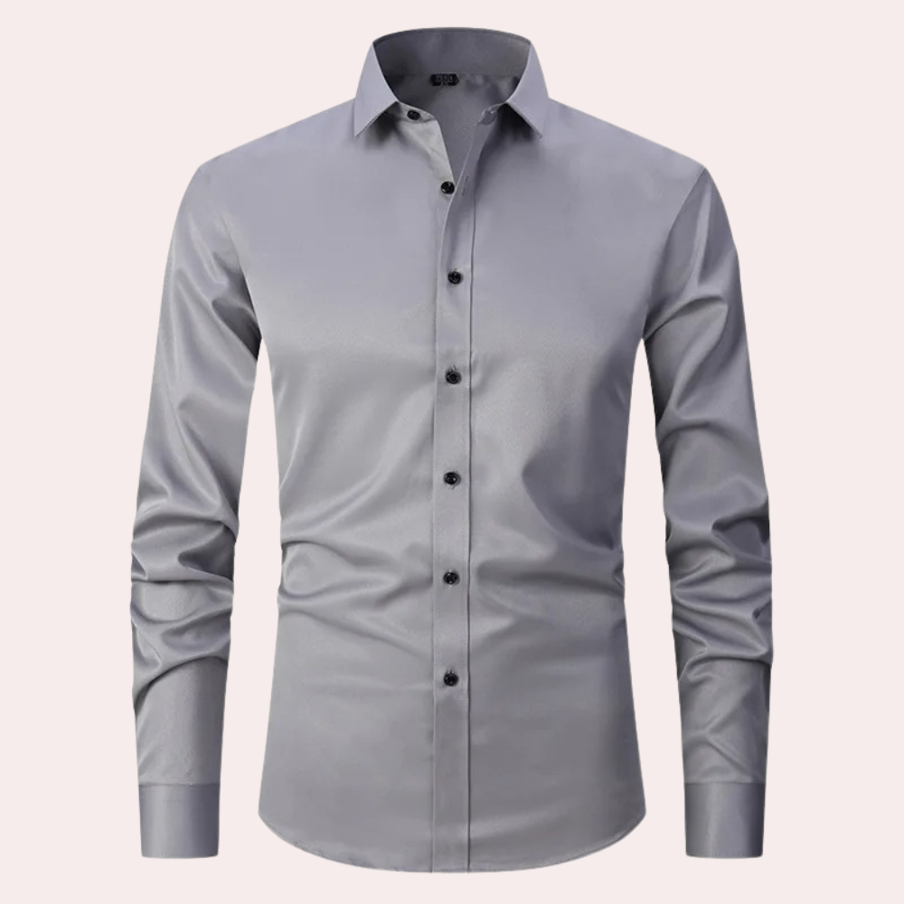 Men’s Slim Fit Stretch Shirt – Long Sleeve, Button Closure