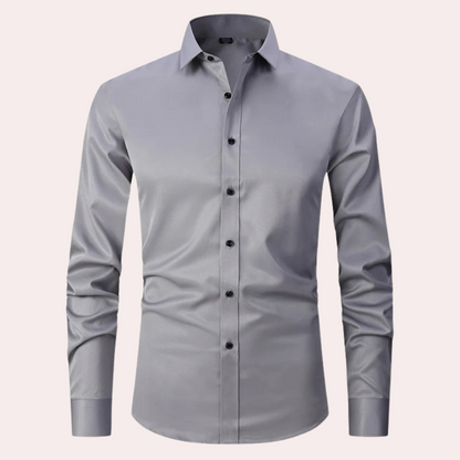 Men’s Slim Fit Stretch Shirt – Long Sleeve, Button Closure