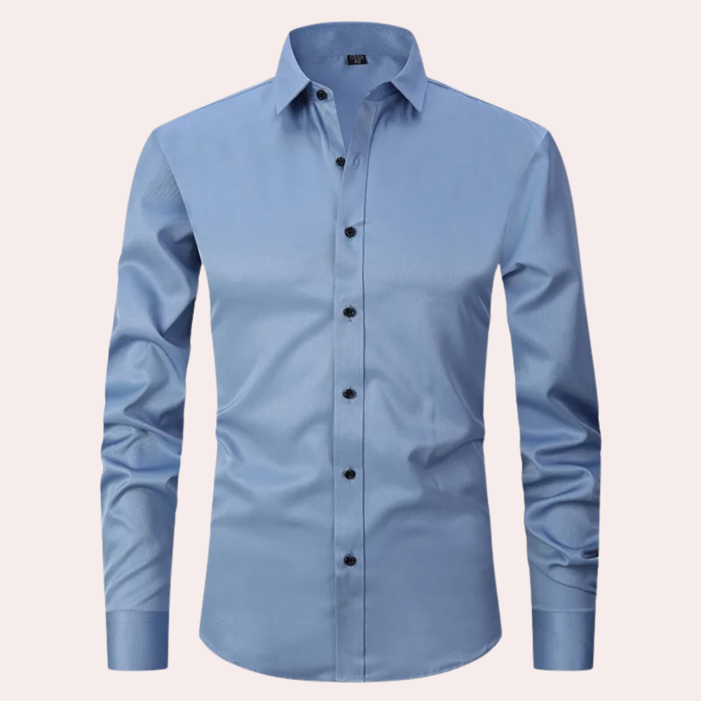 Men’s Slim Fit Stretch Shirt – Long Sleeve, Button Closure