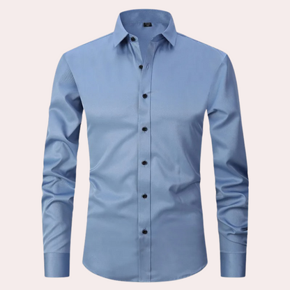 Men’s Slim Fit Stretch Shirt – Long Sleeve, Button Closure