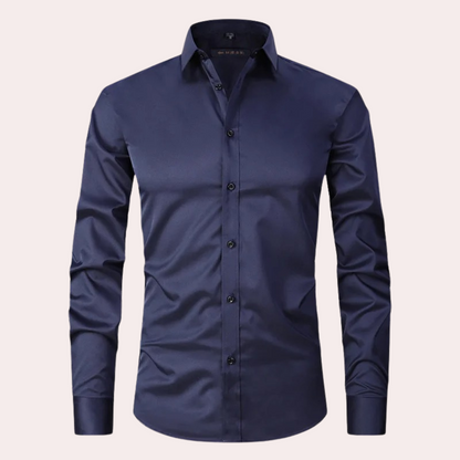 Men’s Slim Fit Stretch Shirt – Long Sleeve, Button Closure