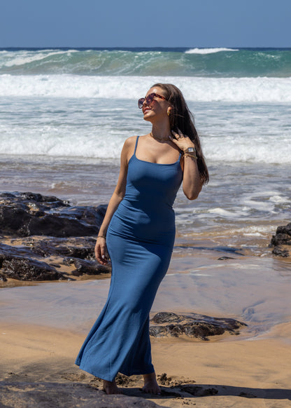 Elegant Stretch Satin Maxi Dress for Festive Nights