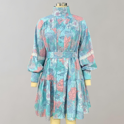 Chic Floral Tiered Dress with Puff Sleeves