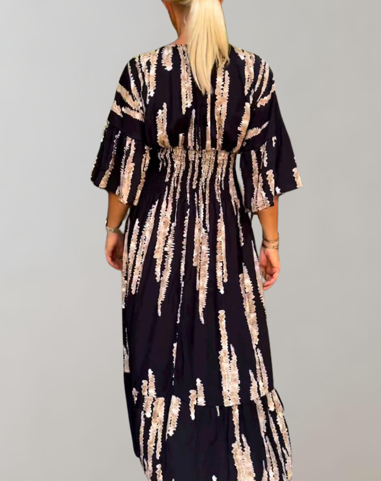 Elegant V-Neck Printed Maxi Dress