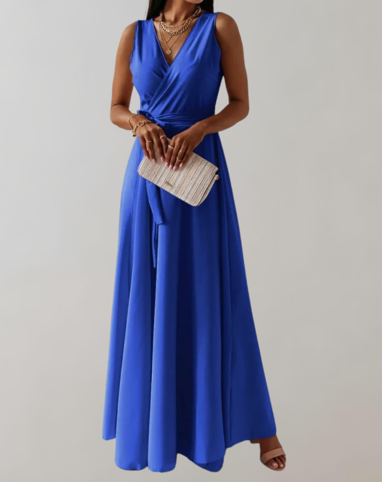 Elegant Maxi Cocktail Dress with Belt