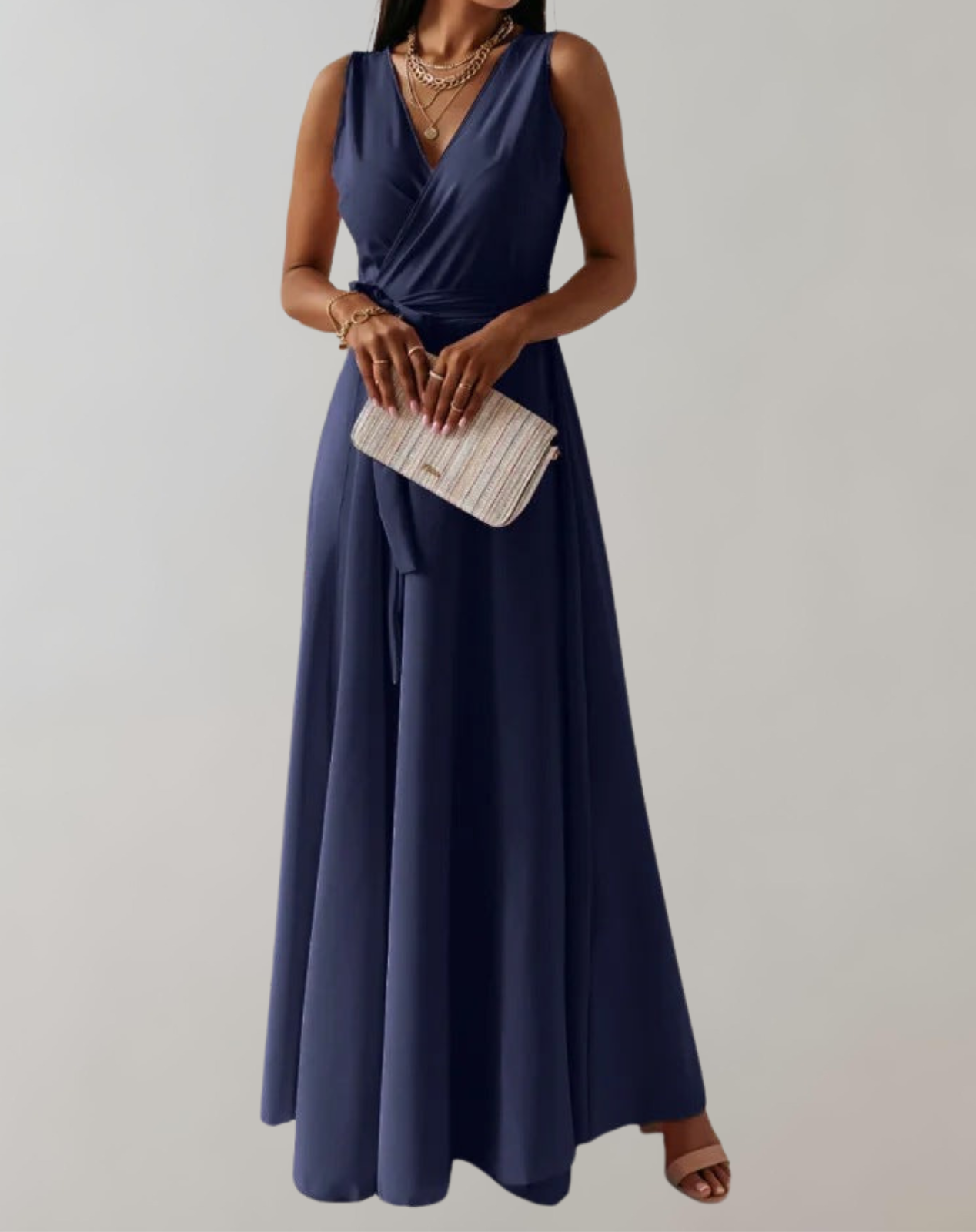 Elegant Maxi Cocktail Dress with Belt