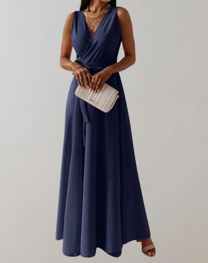 Elegant Maxi Cocktail Dress with Belt