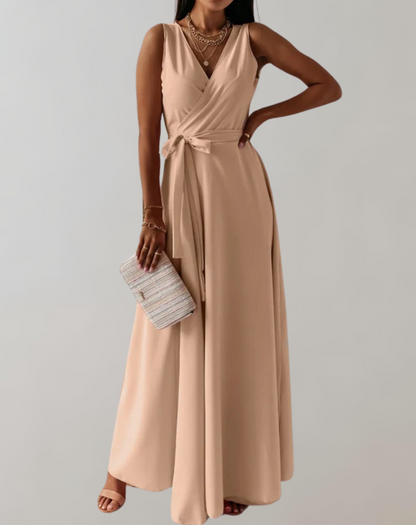 Elegant Maxi Cocktail Dress with Belt