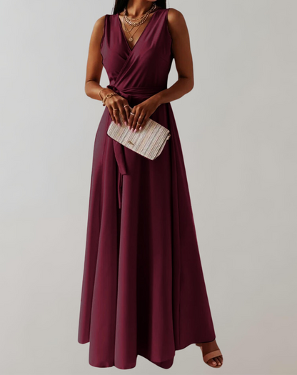 Elegant Maxi Cocktail Dress with Belt