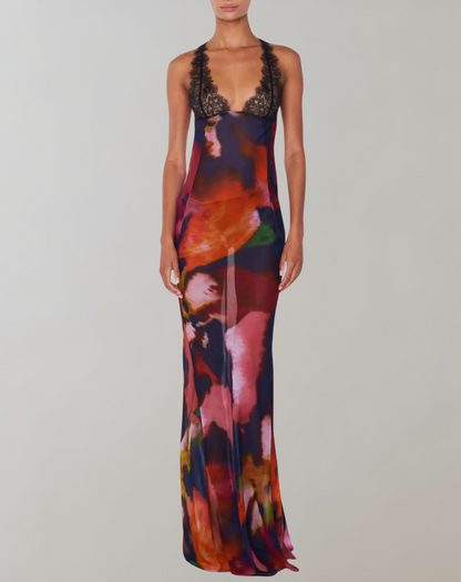 Stunning Vintage-Style Sheer Maxi Dress