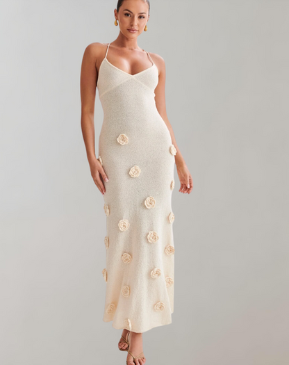 Elegant Rose Print Maxi Dress