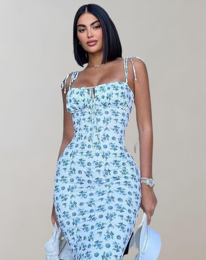 Chic Floral Print Maxi Dress - Vintage Elegance