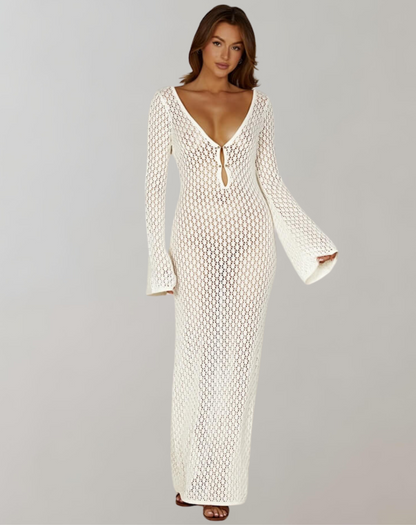 Elegant Crocheted Maxi Dress for Summer
