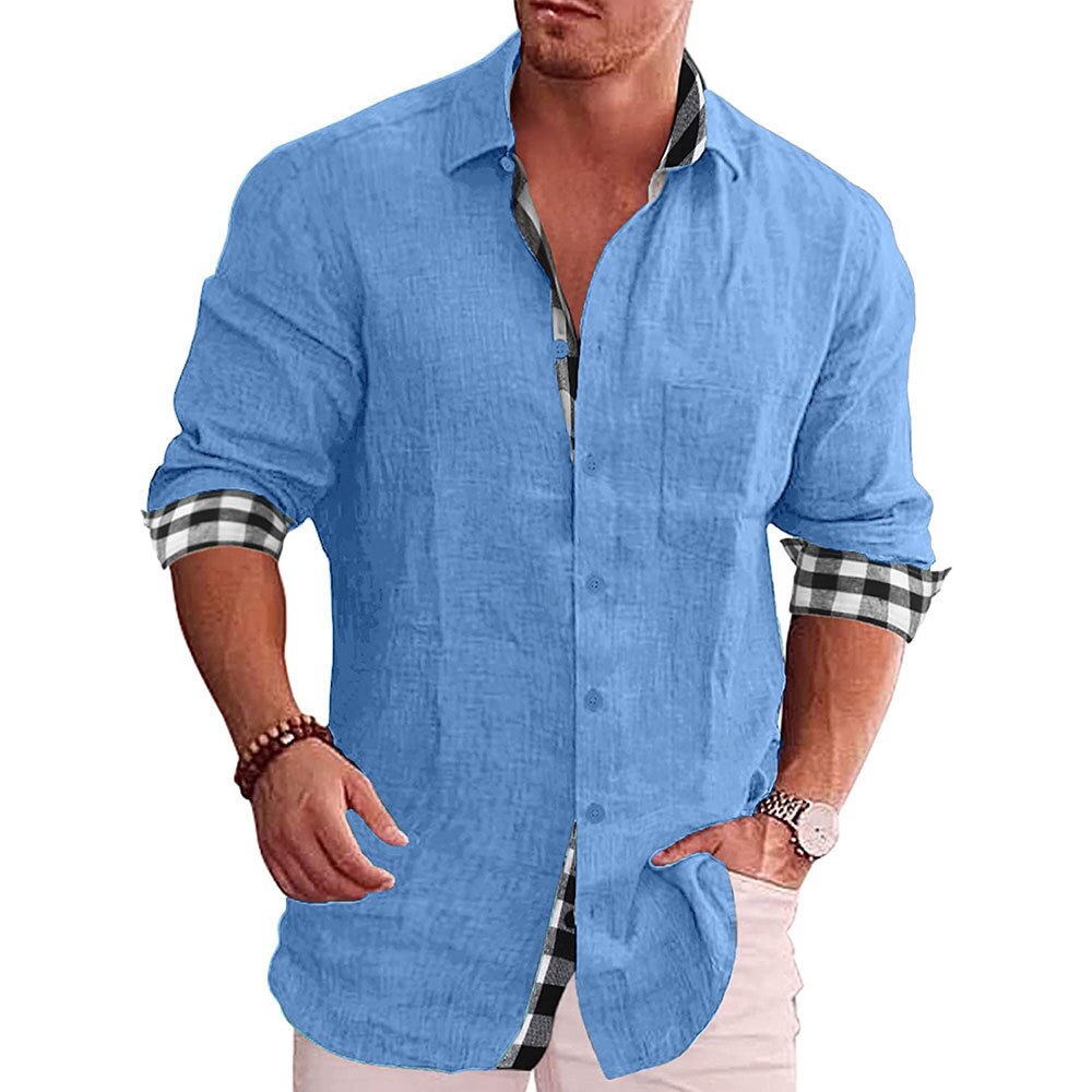 Men's Long Sleeve Shirt with Classic Collar