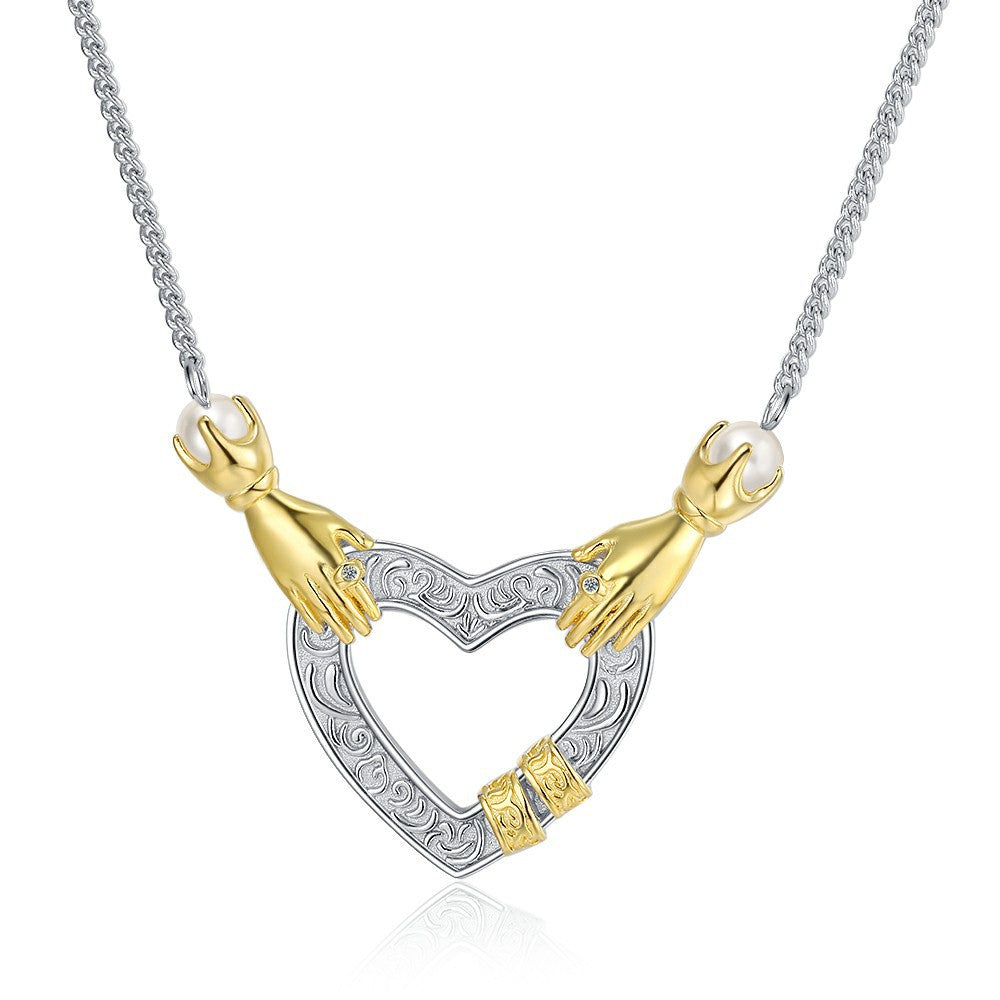 Dual-Tone Heart Pendant Necklace