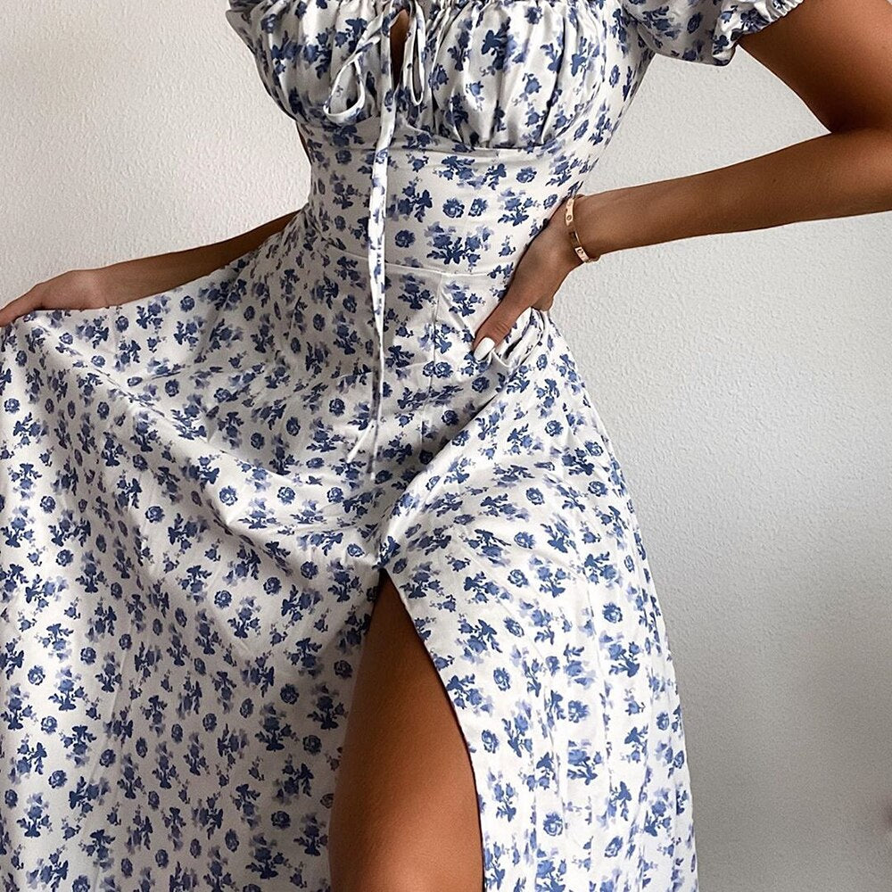 Floral Puff Sleeve Maxi Dress