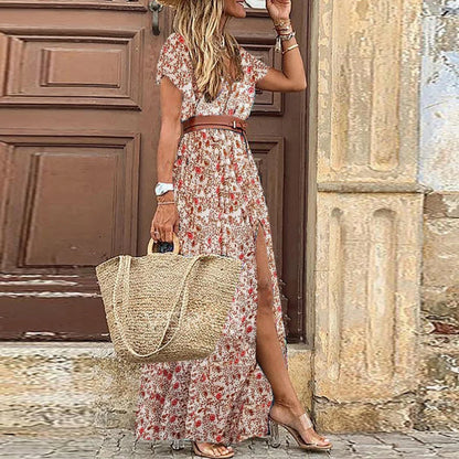 Elegant Paisley Print Long Summer Dress