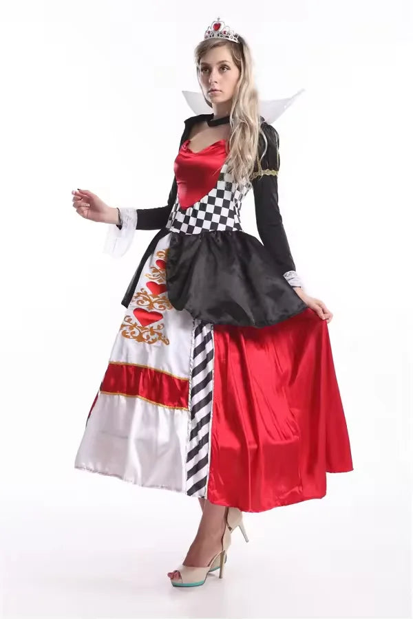 Halloween Alice in Wonderland Red Queen Cosplay Costume Dress
