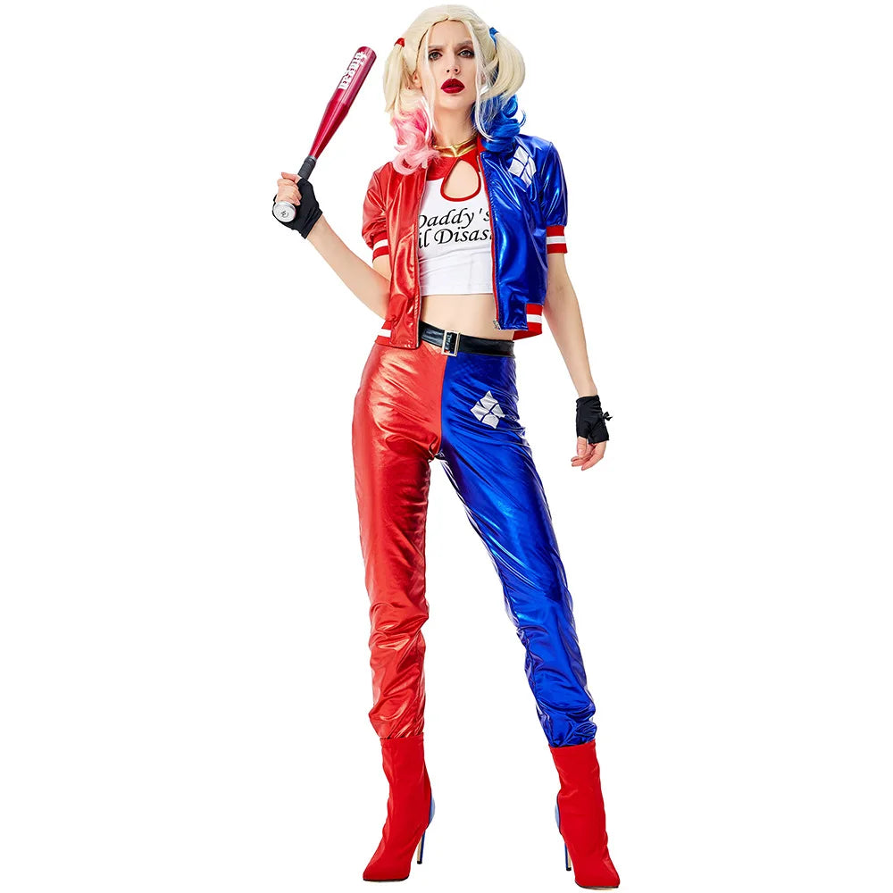 Ladies Halloween Harley Joker Costume Set