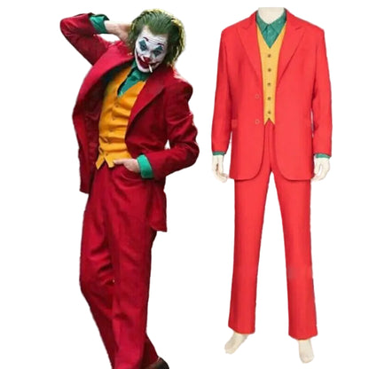 Clown Joker Costume Set Men’s Red Polyester