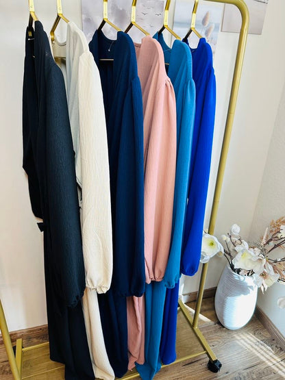 Elegant Long Dress with Tailored Belt