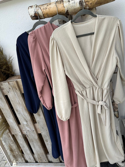 Elegant Long Dress with Tailored Belt