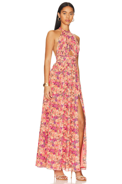 Chic Sleeveless Printed Long Dress